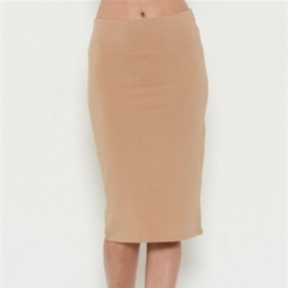 Heart & Hips Women Medium Enzyme-Washed Taupe Skinny Pencil Business Skirt - Picture 2 of 4